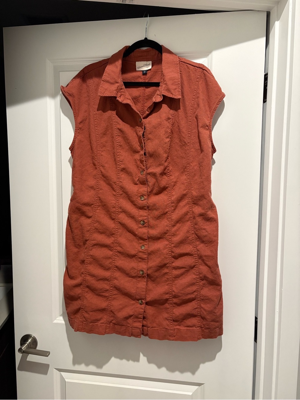 Universal Thread Rust Button-Front Sleeveless Shirt Dress